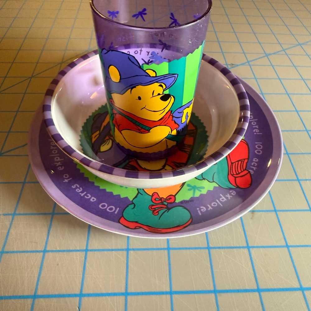 Winnie the Pooh Place Setting Vintage Cup Bowl Plate Kid’s Dining Set Vintage